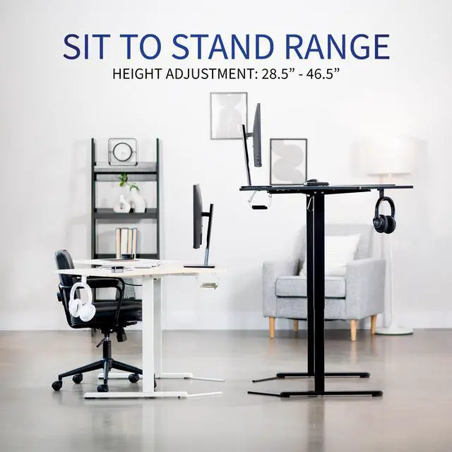 Alt view image 4 of 7 - VIVO Electric 47" x 47 Corner Standup Height Adjustable Desk, Rustic Vintage Brown Table Top, Black Frame (DESK-E1L94N)