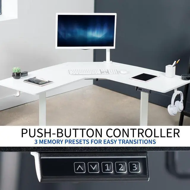 Alt view image 5 of 7 - VIVO White Electric 47" x 47" Corner Standing Desk, L-Shaped Workstation