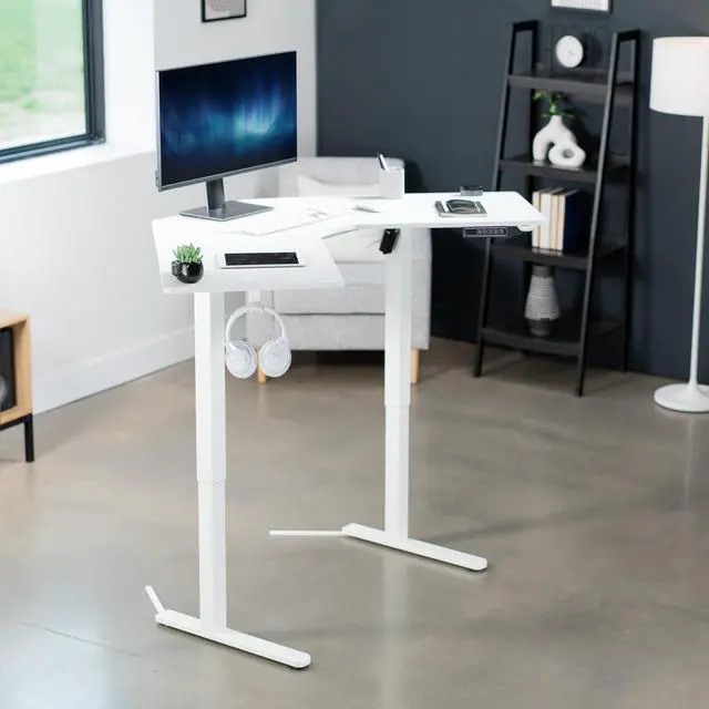 Alt view image 2 of 7 - VIVO White Electric 47" x 47" Corner Standing Desk, L-Shaped Workstation
