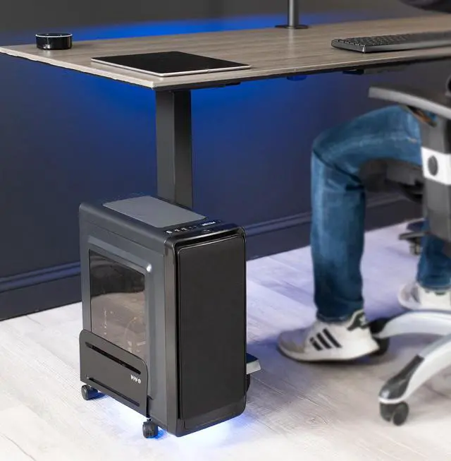 Alt view image 3 of 7 - VIVO Black Computer Large Desktop ATX Case, CPU Rolling Stand, Adjustable Cart