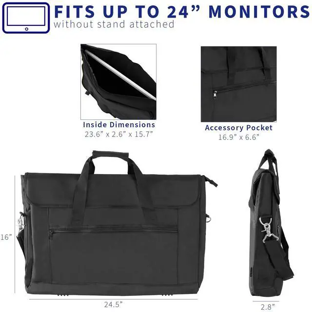 Alt view image 3 of 7 - VIVO Black Nylon Travel Case for Computer Monitors and Accessories