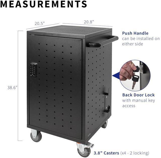 Alt view image 3 of 7 - VIVO 30-Bay Locking Laptop and Tablet Charging Station Cart, Digital Keypad Lock, RFID Tag Compatible, Black, CART-LAPC1