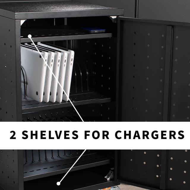 Alt view image 6 of 7 - VIVO 30-Bay Locking Laptop and Tablet Charging Station Cart, Digital Keypad Lock, RFID Tag Compatible, Black, CART-LAPC1
