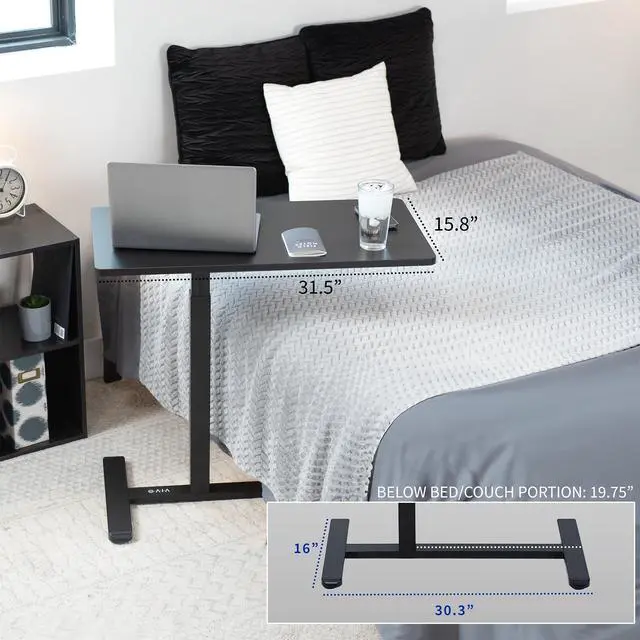 Alt view image 6 of 7 - VIVO Pneumatic 32" x 16" Over Sofa Laptop Table, Mobile Desktop, Black