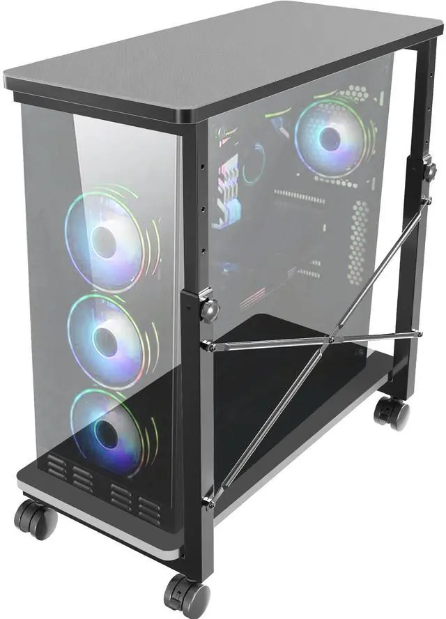 Main image of VIVO Black Mobile PC Cart with Storage, Premium Computer Tower Holder