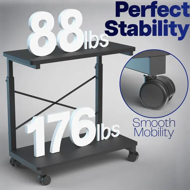 Alt view image 3 of 7 - VIVO Black Mobile PC Cart with Storage, Premium Computer Tower Holder