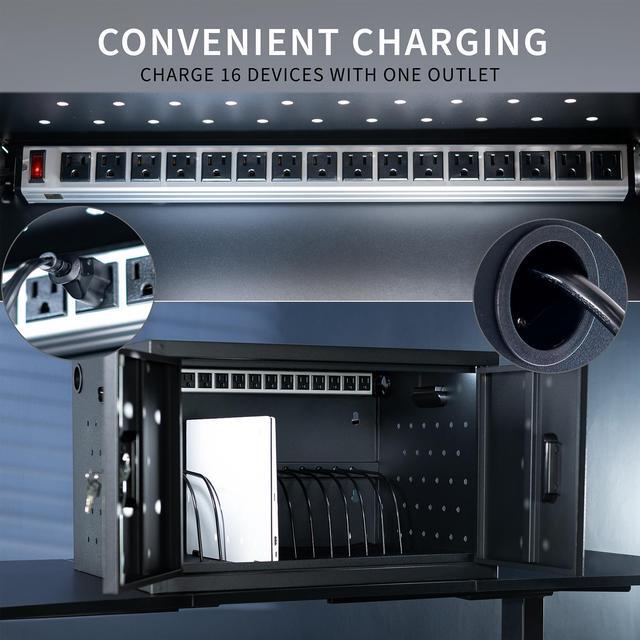 Alt view image 5 of 7 - VIVO Black 16-Bay Locking Laptop and Tablet Charging Station, Fits up to 14 inch Laptops (CART-LAPC2)