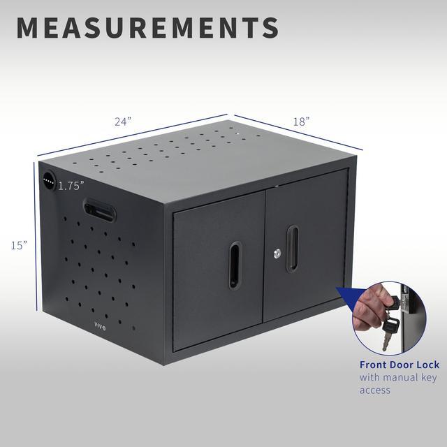 Alt view image 3 of 7 - VIVO Black 16-Bay Locking Laptop and Tablet Charging Station, Fits up to 14 inch Laptops (CART-LAPC2)
