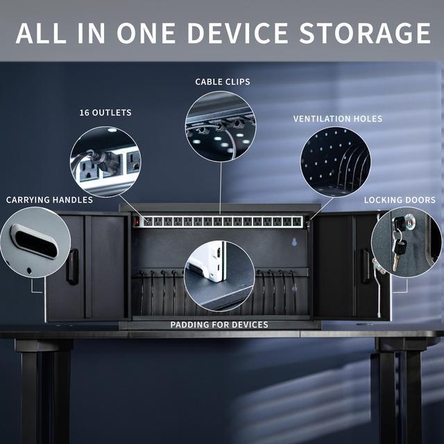 Alt view image 4 of 7 - VIVO Black 16-Bay Locking Laptop and Tablet Charging Station, Fits up to 14 inch Laptops (CART-LAPC2)
