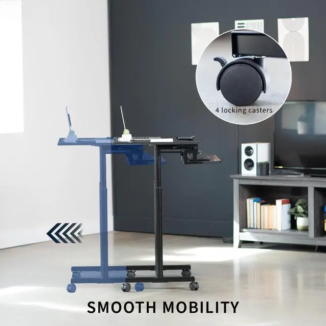 Alt view image 5 of 7 - VIVO Mobile Height Adjustable Stand Up Desk Cart with Sliding Keyboard Tray | Rolling Workstation 35" (CART-V06A)