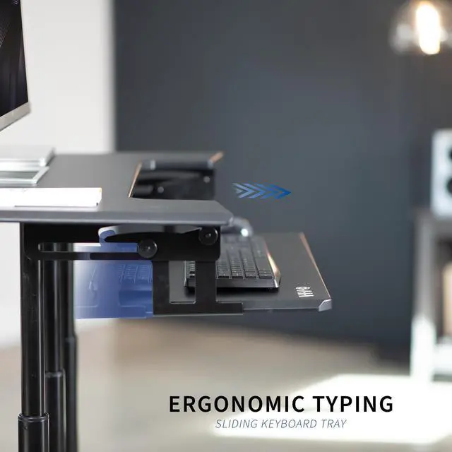 Alt view image 7 of 7 - VIVO Mobile Height Adjustable Stand Up Desk Cart with Sliding Keyboard Tray | Rolling Workstation 35" (CART-V06A)