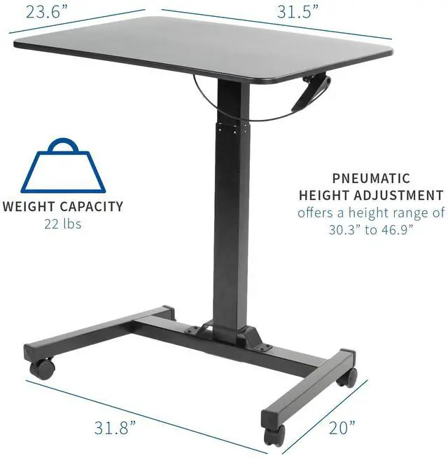 Alt view image 5 of 7 - VIVO Black Rolling Adjustable Trolley Presentation Cart | Tension Spring Sit-Stand Mobile Workstation Desk (CART-V07B)