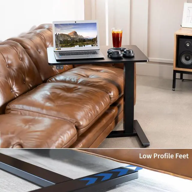 Alt view image 2 of 7 - VIVO Electric 28 x 20 inch Mobile Height Adjustable Overbed Table, Sofa Desk with Hidden Casters, Black, CART-E1TB