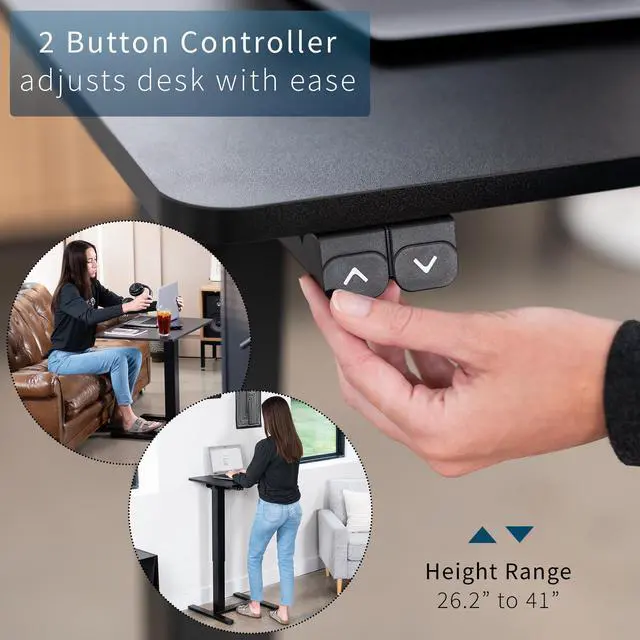 Alt view image 5 of 7 - VIVO Electric 28 x 20 inch Mobile Height Adjustable Overbed Table, Sofa Desk with Hidden Casters, Black, CART-E1TB