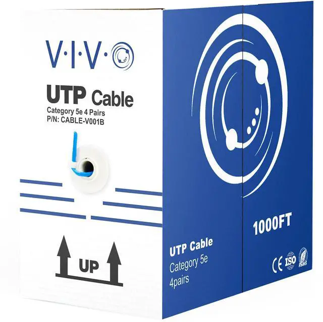 Main image of VIVO 1,000ft Blue bulk Cat5e LAN Ethernet Cable Wire UTP Pull Box 1000 ft Cat-5e