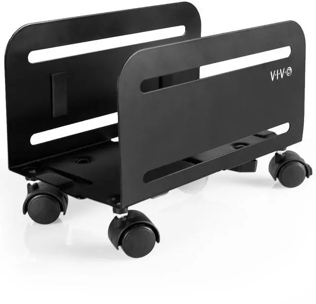 Main image of VIVO Black Computer Desktop ATX Case CPU Steel Rolling Stand Adjustable Mobile Cart Holder Locking Wheels (CART-PC01)