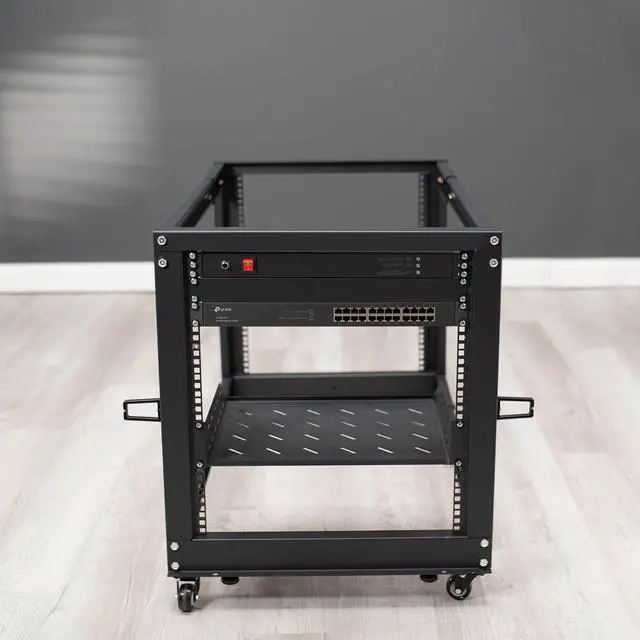 Alt view image 2 of 7 - VIVO 12U 19" Open Frame Adjustable Server Rack, 4 Post Mobile Data Holder (CART-SR12U)