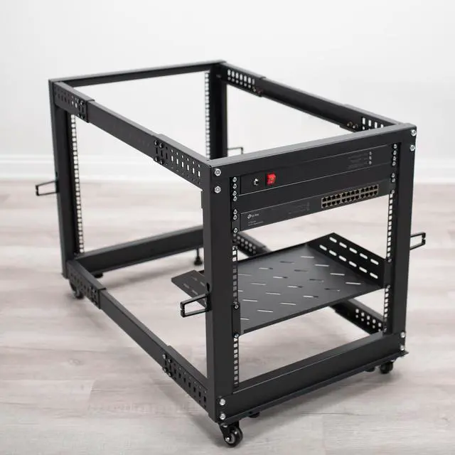 Alt view image 7 of 7 - VIVO 12U 19" Open Frame Adjustable Server Rack, 4 Post Mobile Data Holder (CART-SR12U)