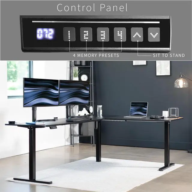 Alt view image 5 of 7 - VIVO Black Electric 84" x 63" Corner Standing Desk, L-Shaped Workstation