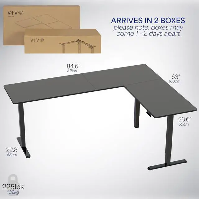 Alt view image 6 of 7 - VIVO Black Electric 84" x 63" Corner Standing Desk, L-Shaped Workstation