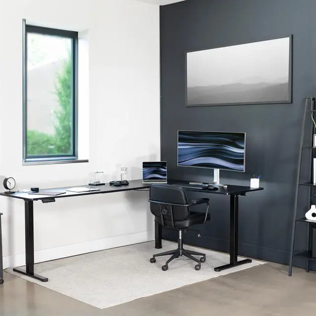 Alt view image 7 of 7 - VIVO Black Electric 84" x 63" Corner Standing Desk, L-Shaped Workstation