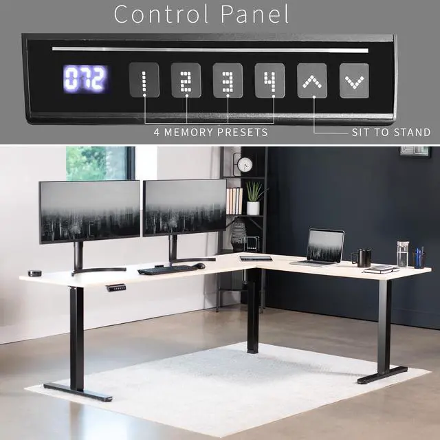 Alt view image 5 of 7 - VIVO Light Wood / Black Electric 84" x 63" Corner Desk, L-Shaped Workstation