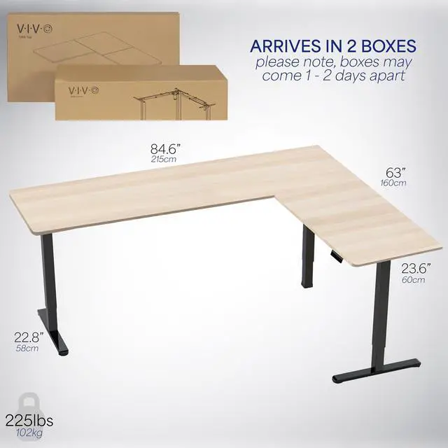 Alt view image 6 of 7 - VIVO Light Wood / Black Electric 84" x 63" Corner Desk, L-Shaped Workstation