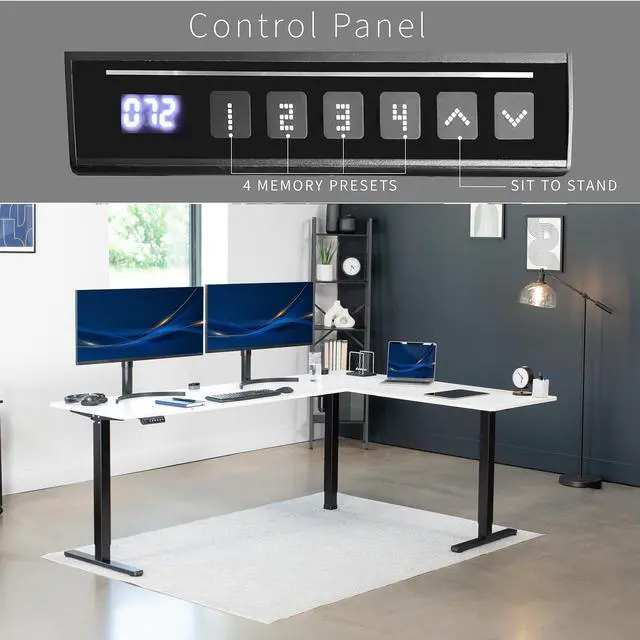 Alt view image 5 of 7 - VIVO White / Black Electric 84" x 63" Corner Standing Desk, L-Shaped Workstation