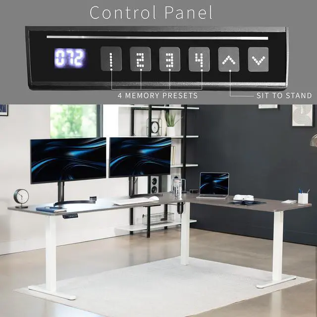 Alt view image 5 of 7 - VIVO Gray / White Electric 84" x 63" Corner Desk, L-Shaped Workstation