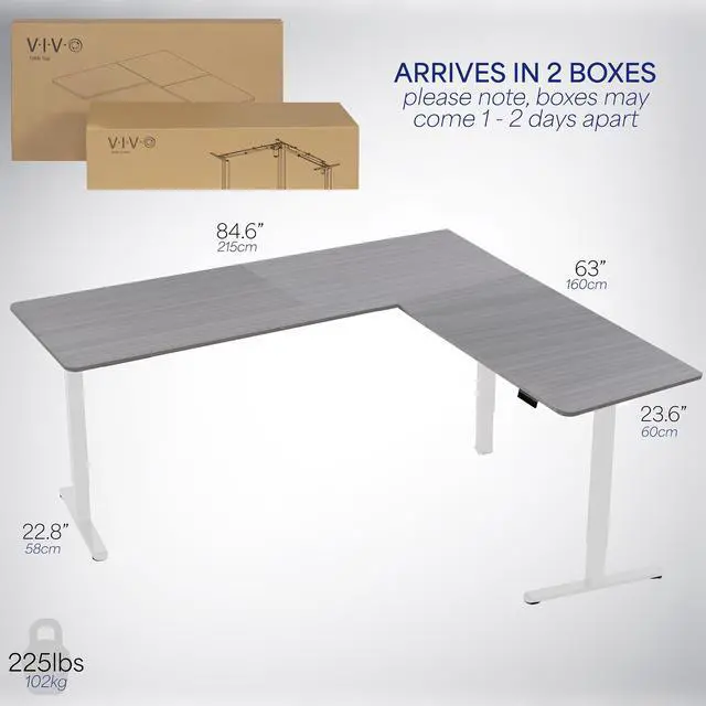 Alt view image 6 of 7 - VIVO Gray / White Electric 84" x 63" Corner Desk, L-Shaped Workstation