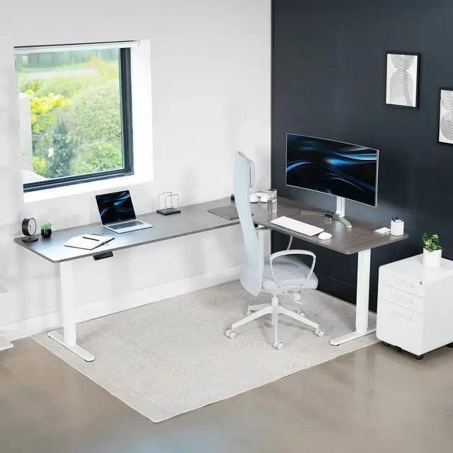 Alt view image 7 of 7 - VIVO Gray / White Electric 84" x 63" Corner Desk, L-Shaped Workstation