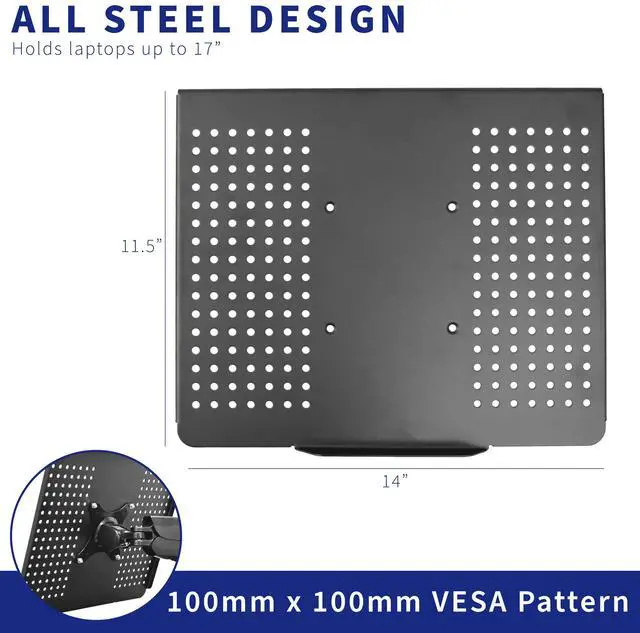Alt view image 3 of 7 - VIVO Laptop Notebook up to 17" Steel Tray Platform (Tray Only) for VESA Mount Stand | Fits 100 mm Plate Holes (STAND-LAP2)