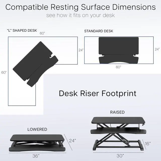 Alt view image 6 of 7 - VIVO Light Wood Height Adjustable 36" Standing Desk Monitor Riser, White Frame