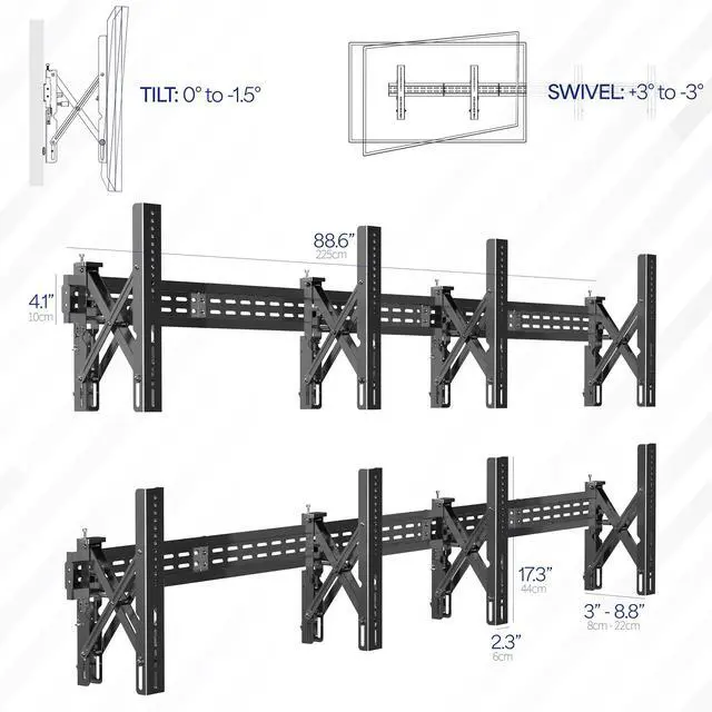 Alt view image 6 of 7 - VIVO Pop-Out Steel 2x2 Video Wall Mount for 4 TV Screens 37 to 65 inches, Wide VESA Range, Screen Leveling, MOUNT-VW65-4