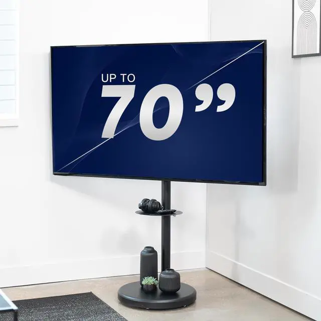 Alt view image 3 of 7 - VIVO Mobile 70" TV Floor Stand with Shelf and Hidden Casters, 66 lbs Max Weight, Black, STAND-TVHD8B