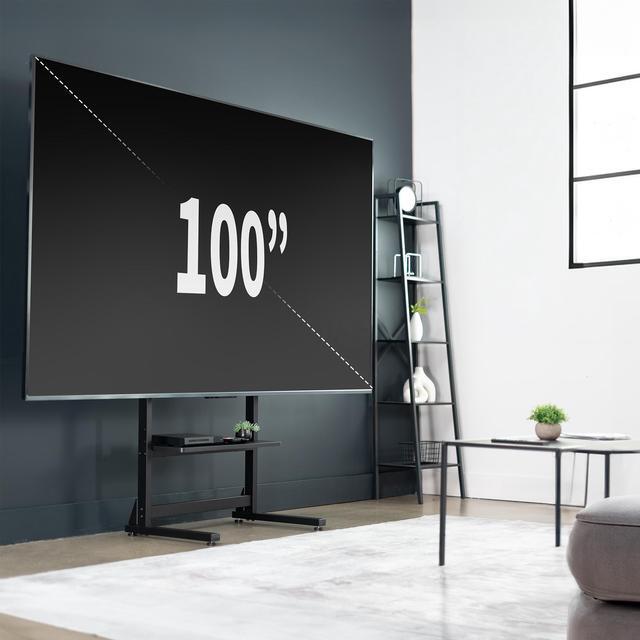Alt view image 2 of 7 - VIVO Black Heavy Duty 100" TV Screen Floor Stand with Storage Shelf