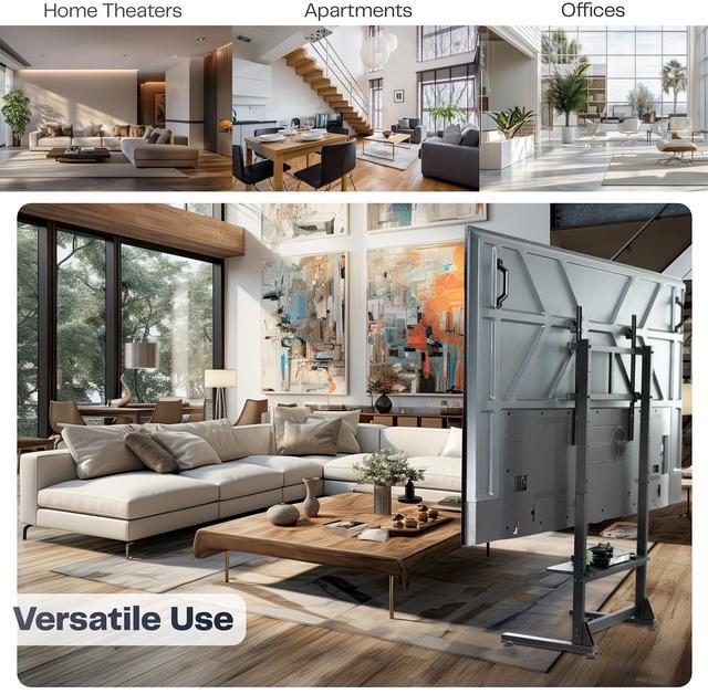Alt view image 4 of 7 - VIVO Black Heavy Duty 100" TV Screen Floor Stand with Storage Shelf