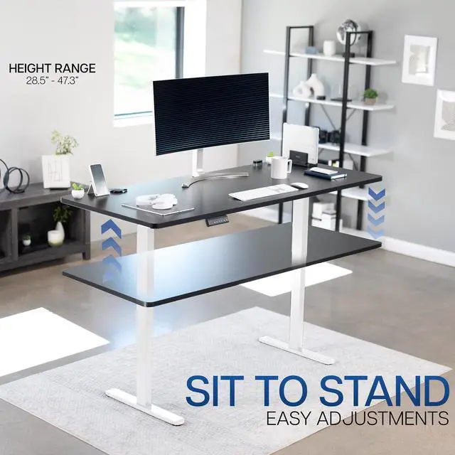 Alt view image 6 of 7 - VIVO Dual Motor 71 x 30 Standing Desk, 1-Piece Black Top, White Frame