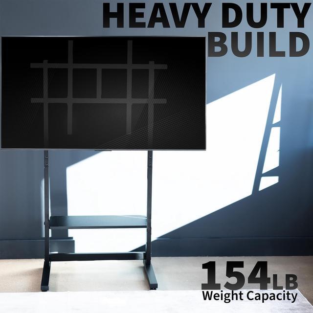 Alt view image 7 of 7 - VIVO Black Heavy Duty 100" TV Screen Floor Stand with Storage Shelf