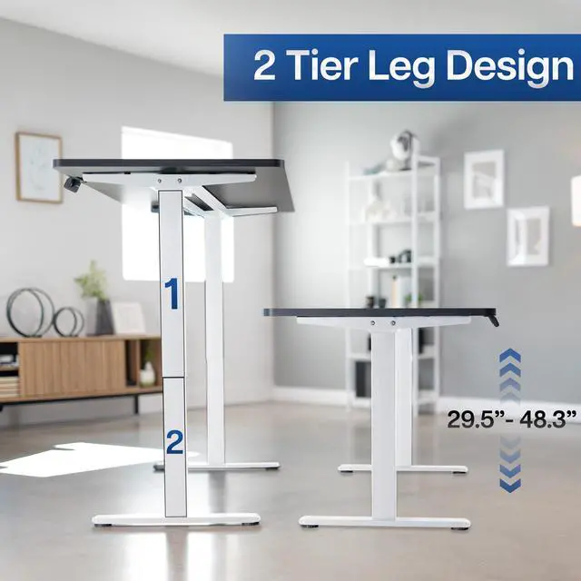 Alt view image 7 of 7 - VIVO Dual Motor 71 x 30 Standing Desk, 1-Piece Black Top, White Frame