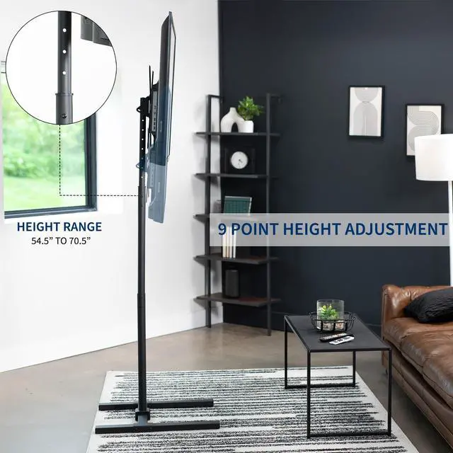 Alt view image 3 of 8 - VIVO Black Extra Tall TV Floor Stand for 13" to 65" Screens up to 44 lbs, Height Adjustable Mount (STAND-TV18)