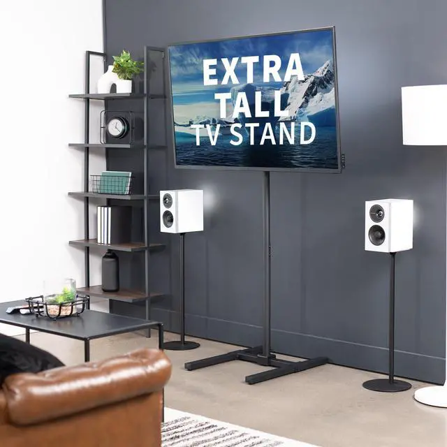 Alt view image 2 of 8 - VIVO Black Extra Tall TV Floor Stand for 13" to 65" Screens up to 44 lbs, Height Adjustable Mount (STAND-TV18)