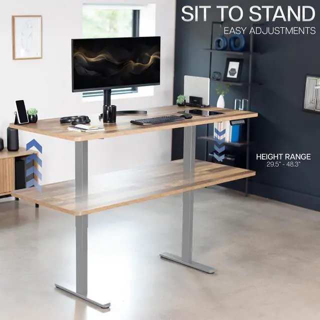 Alt view image 6 of 7 - VIVO Dual Motor 71 x 30 Standing Desk, 1-Piece Reclaimed Wood Top, Gray Frame