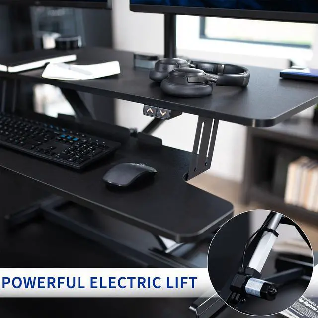 Alt view image 4 of 7 - VIVO 36" Electric Standing Desk Riser with Dual Monitor Stand for 13" to 30" Screens, Black, DESK-KIT-VE36B2