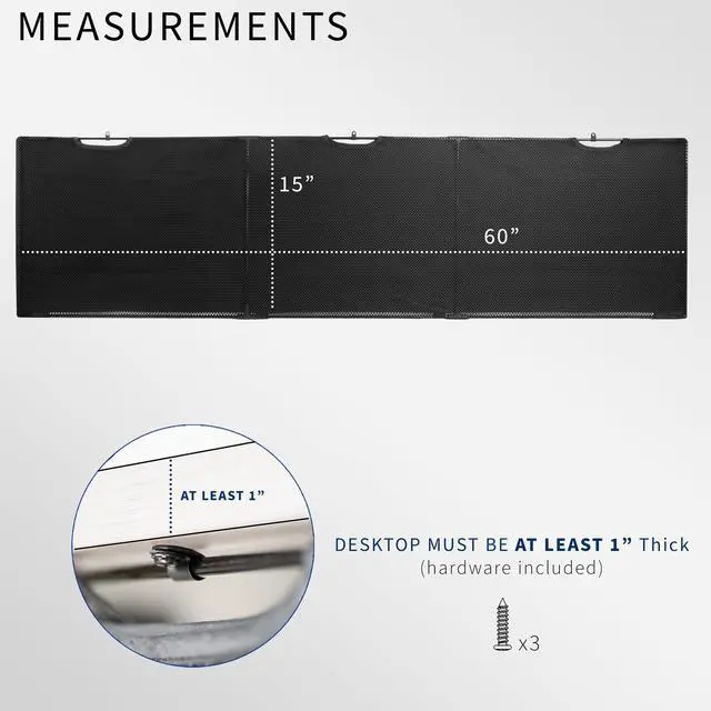 Alt view image 3 of 8 - VIVO Black Under Desk Privacy & Cable Management Sleeve Panel 60" Kit