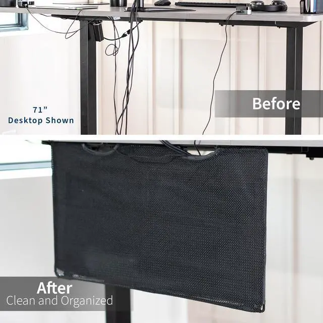 Alt view image 4 of 7 - VIVO Black Under Desk Privacy & Cable Management Sleeve Panel 30" Kit