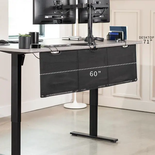 Alt view image 5 of 8 - VIVO Black Under Desk Privacy & Cable Management Sleeve Panel 60" Kit