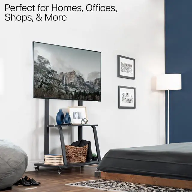Alt view image 4 of 7 - VIVO Heavy Duty Steel Mobile TV Cart for 42" to 100" Screens w/ Metal AV Shelf