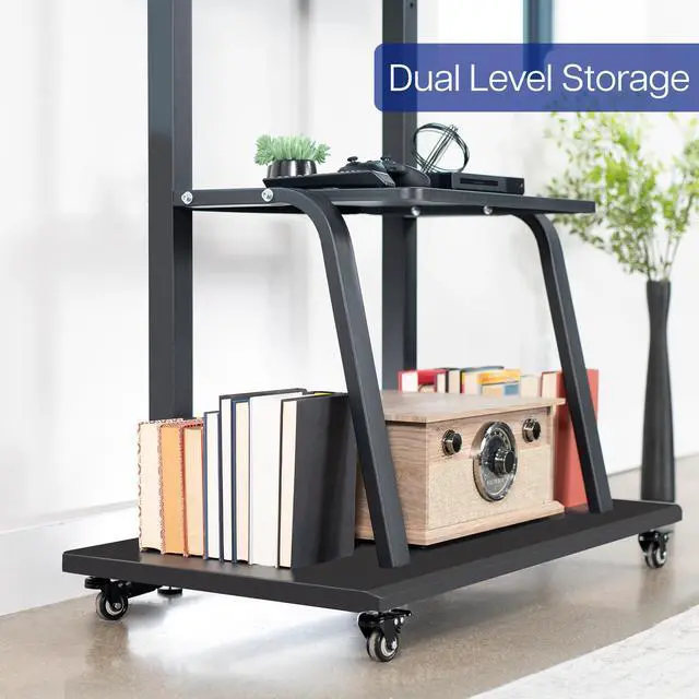 Alt view image 6 of 7 - VIVO Heavy Duty Steel Mobile TV Cart for 42" to 100" Screens w/ Metal AV Shelf