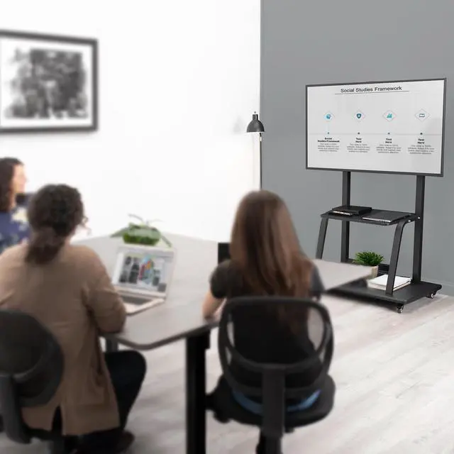 Alt view image 7 of 7 - VIVO Heavy Duty Steel Mobile TV Cart for 42" to 100" Screens w/ Metal AV Shelf